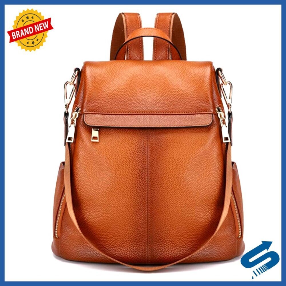 Genuine Leather Anti-Theft Backpack Purse Women's Fashion Satchel Adjustable